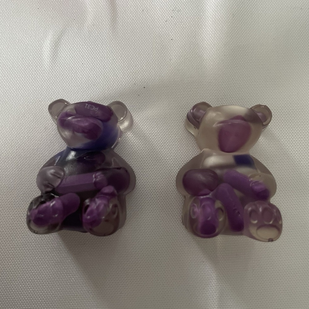 2 Chill Pill Resin Art Purple Sculpture Mini  Bears Unique